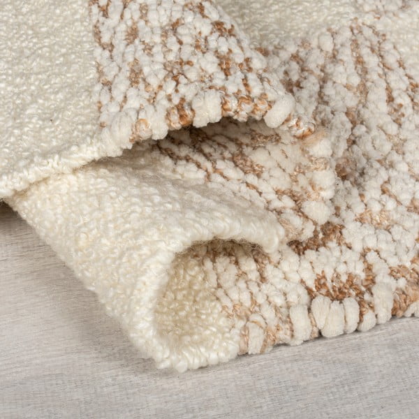 Krémový/v přírodní barvě ručně tkaný koberec s příměsí vlny 200x300 cm Eric Checkboard – Flair Rugs-image-2