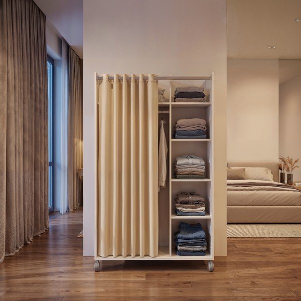 Bílo-béžová šatní skříň 100x160 cm Kit – Tvilum-image-1