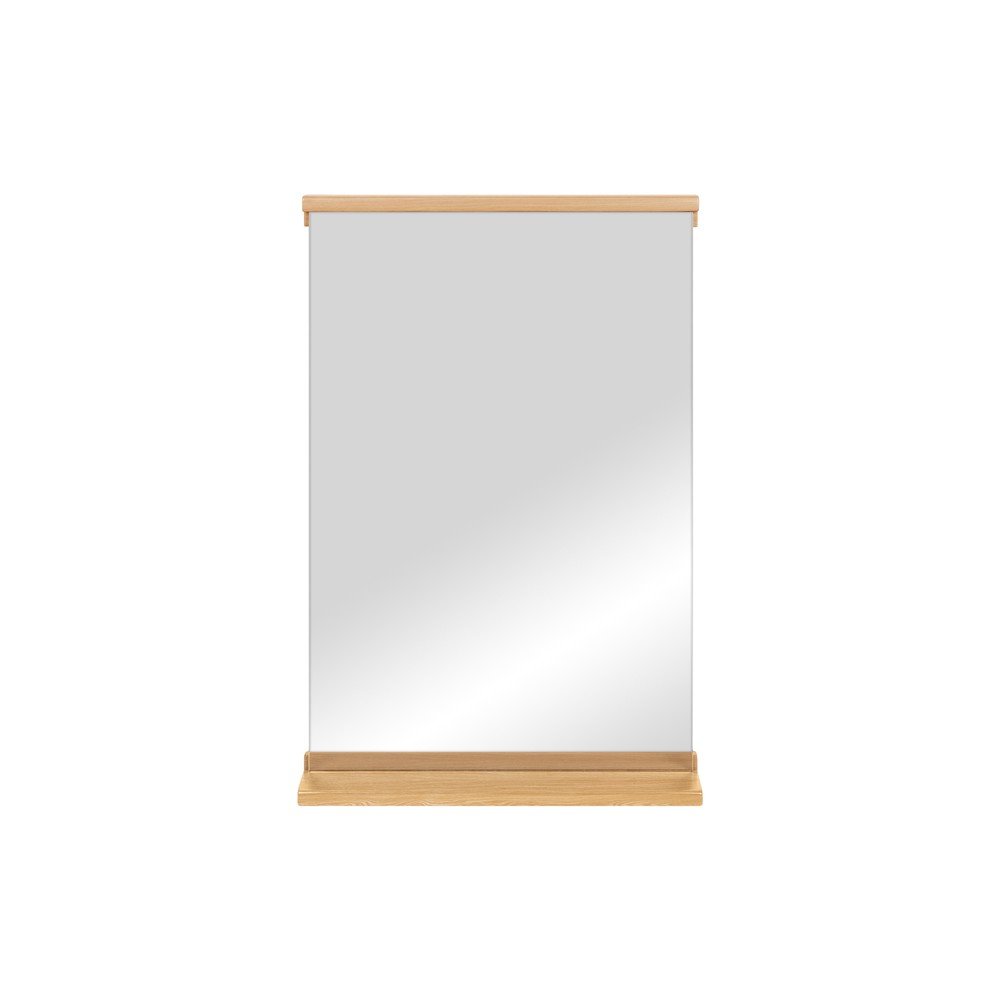 Nástěnné zrcadlo s poličkou s dřevěným rámem 50x75 cm Lun – noo.ma