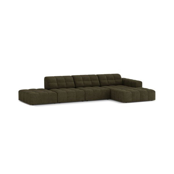Khaki žinylková rohová pohovka (pravý roh/s lenoškou) Chicago – Cosmopolitan Design-image-1