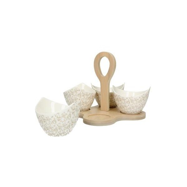 Set 4 servírovacích misek s bambusovým podnosem Brandani Ricciolo