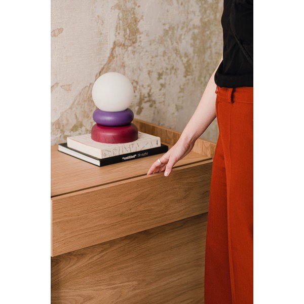 Červená/fialová stolní lampa z masivního dřeva se skleněným stínidlem (výška 24 cm) Otem – noo.ma-image-3