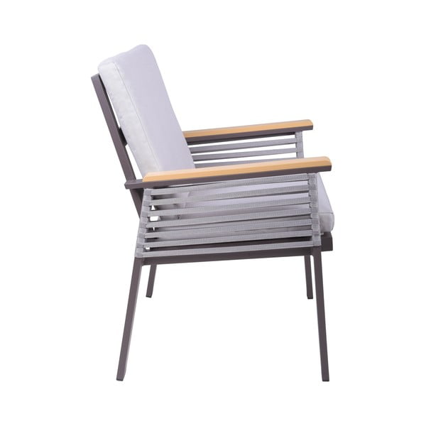 Světle šedé kovové zahradní křeslo Denia – Garden Pleasure-image-1