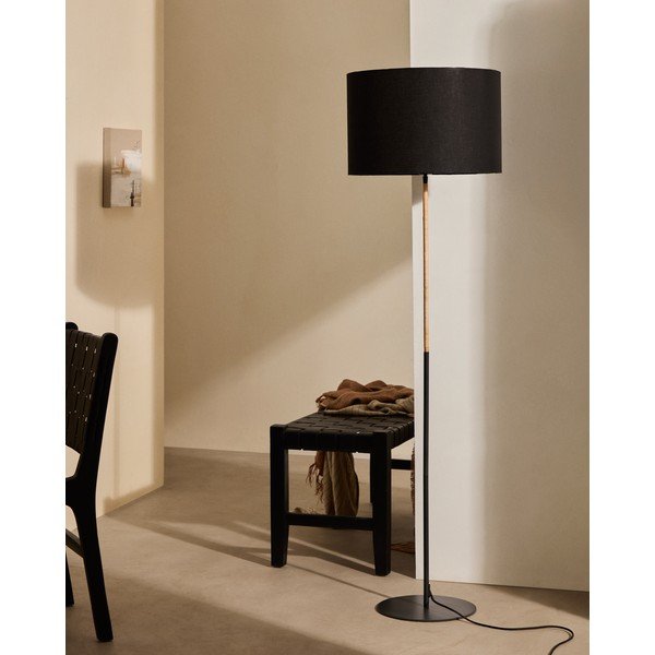 Černá stojací lampa s textilním stínidlem (výška 160 cm) Canar – Kave Home-image-1