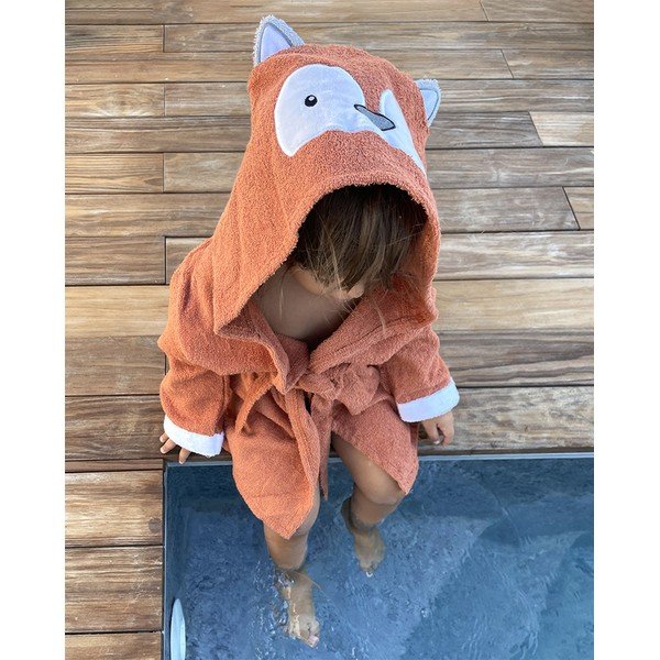 Oranžový bavlněný dětský župan velikost L Fox - Rocket Baby-image-2