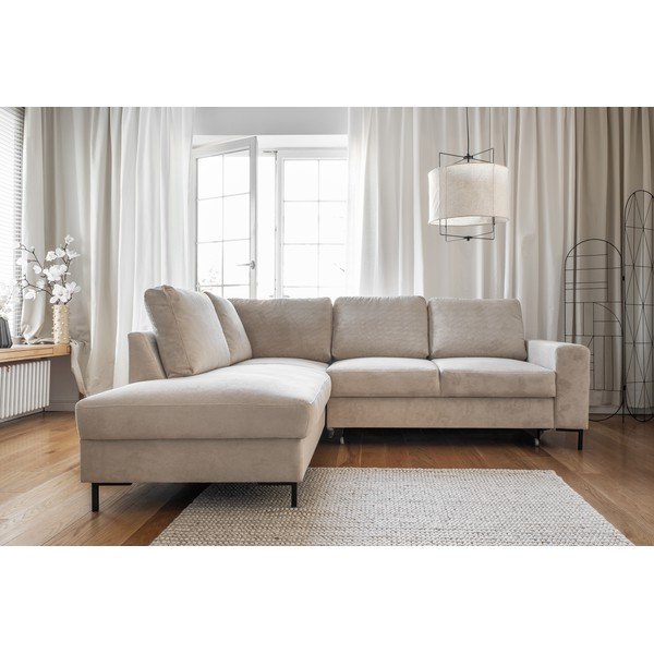 Béžová manšestrová rozkládací rohová pohovka (levý roh) Lofty Lilly – Miuform-image-1