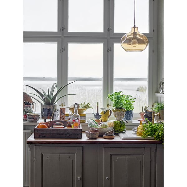 Hnědé závěsné svítidlo se skleněným stínidlem ø 30 cm Azizi – Bloomingville-image-3