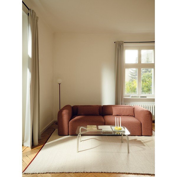 Červený/béžový ručně tkaný vlněný koberec 140x200 cm Lenu – noo.ma-image-1