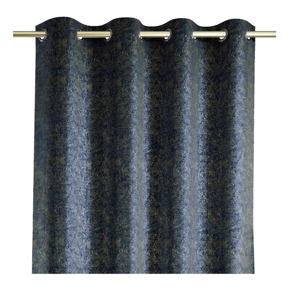 Modrý závěs se sametovým povrchem AmeliaHome Veras, 140 x 250 cm
