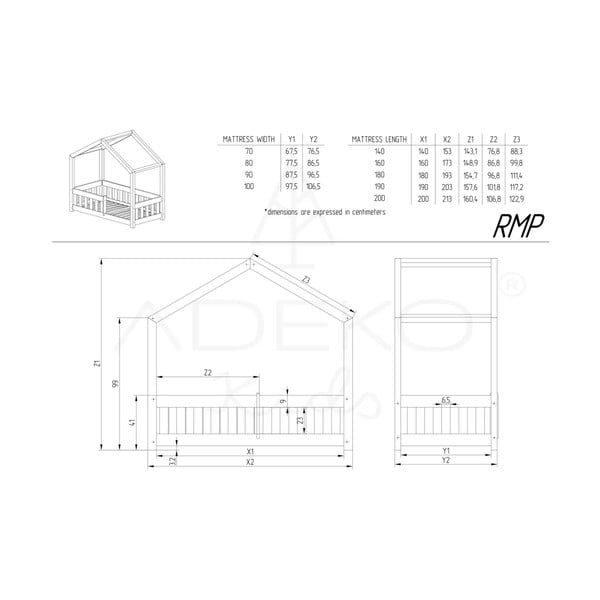 Domečková dětská postel z borovicového dřeva v přírodní barvě 120x200 cm Mila RMP – Adeko-image-4