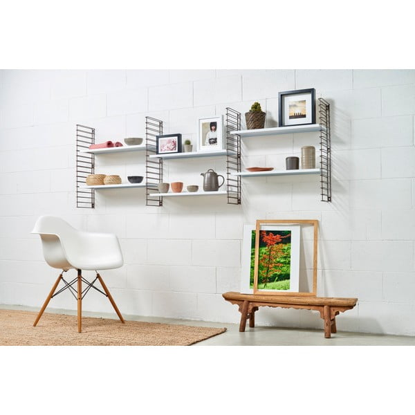 3patrový regál s detaily v barvě mědi s bílými policemi Metaltex Libro, šířka 70 cm-image-3