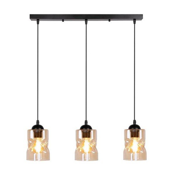 Černé závěsné svítidlo se skleněným stínidlem 10x62 cm Felis – Candellux Lighting-image-2