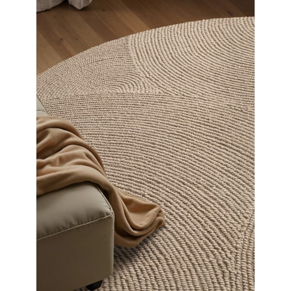 Béžový ručně tkaný vlněný kulatý koberec ø 120 cm Eleni Light Beige – Hanse Home-image-3
