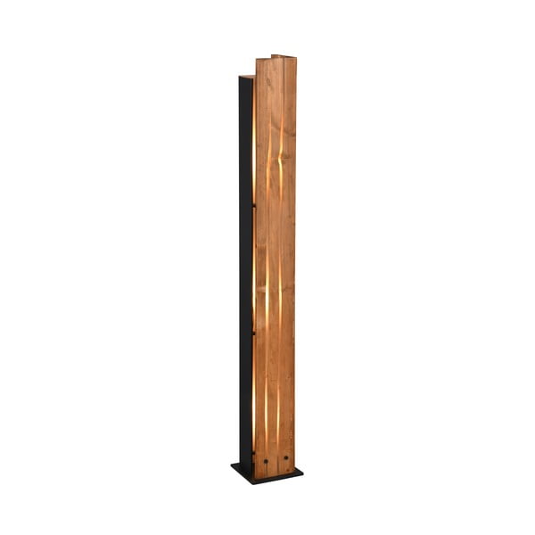 Stojací lampa v černo-přírodní barvě s dřevěným stínidlem (výška 121 cm) Karuni – Trio