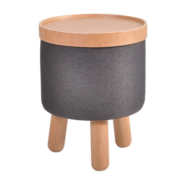 Tmavě šedá stolička s detaily z bukového dřeva a odnímatelnou deskou Garageeight Molde, ⌀ 35 cm