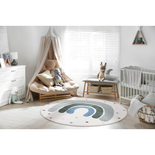 Zelený/slonovinový dětský koberec ø133 cm Joyful Mint – FD-image-1