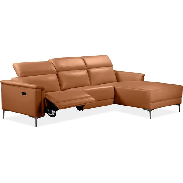 Hnědá rohová pohovka z imitace kůže (pravý roh) Lund – Støraa-image-1