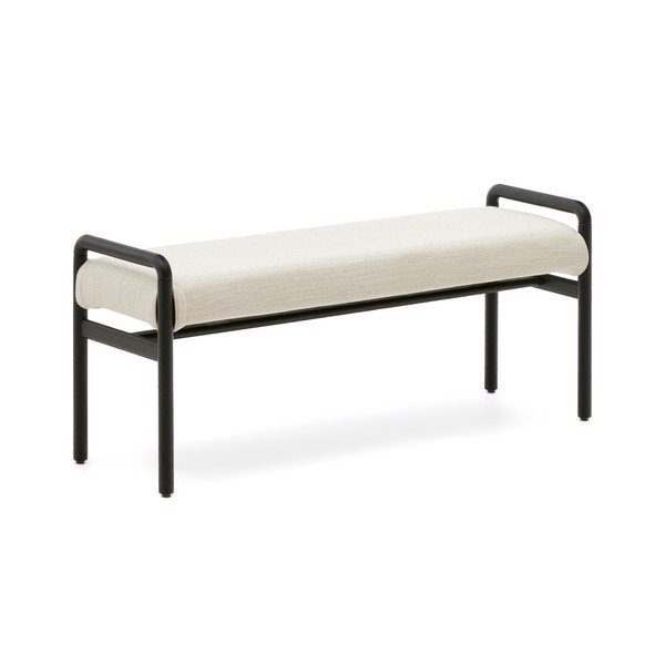 Černá/krémová žinylková lavice Macaret – Kave Home-image-2