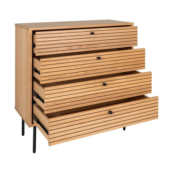 Vysoká komoda v dekoru dubu v přírodní barvě 80x85 cm Kyoto – House Nordic-image-2