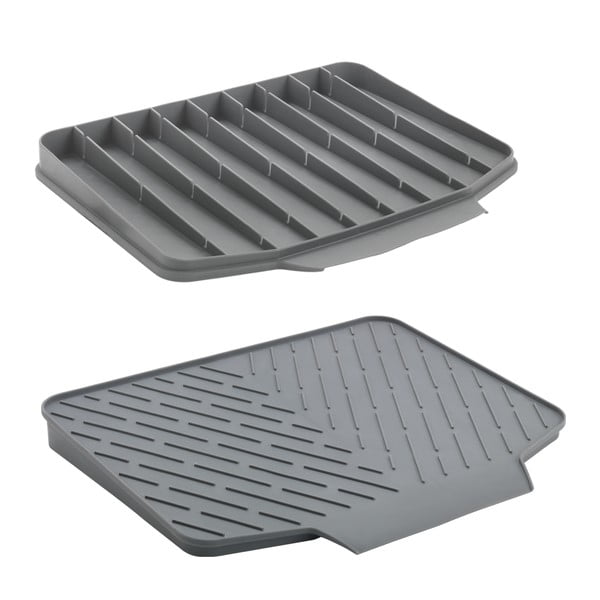 Šedá plastová odkapávací podložka na nádobí 40x33 cm Gravity – Metaltex-image-4