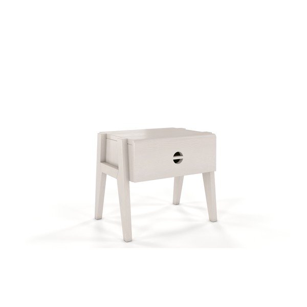 Bílý noční stolek z borovicového dřeva se zásuvkou Skandica Visby Radom