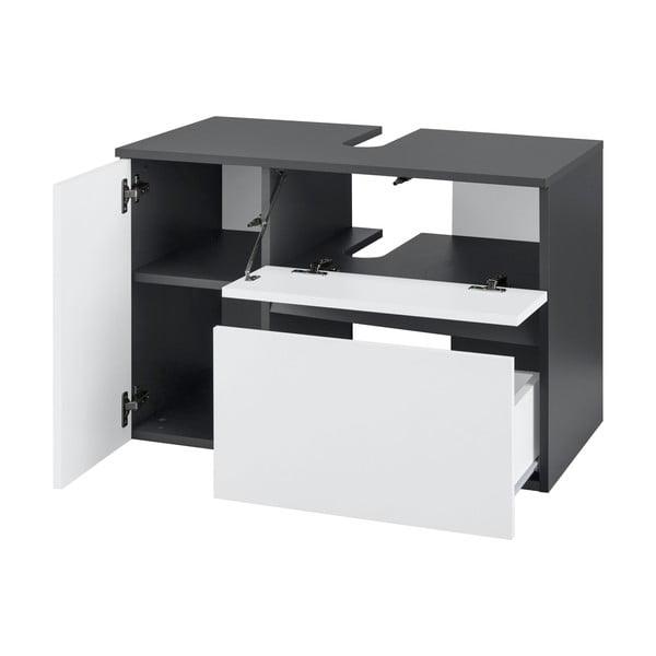 Bílo-antracitová závěsná skříňka pod umyvadlo 80x53 cm Wisla – Støraa-image-2