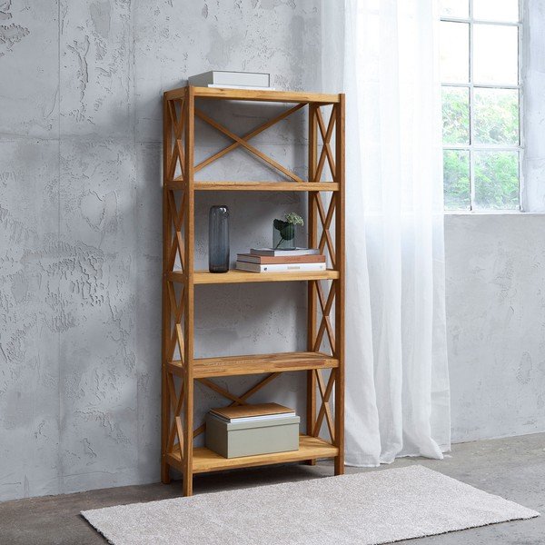 Regál z dubového dřeva v přírodní barvě 70x161 cm X-Shelf – Unique Furniture-image-1