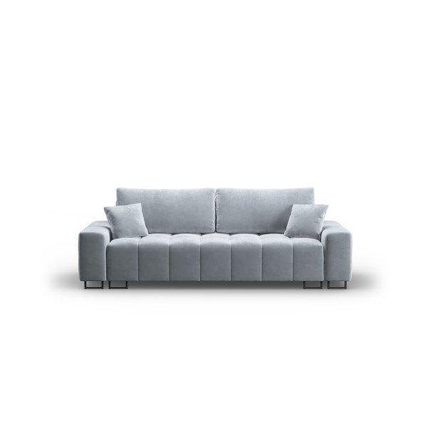 Světle modrá sametová rozkládací pohovka s úložným prostorem  250 cm Wicklow – Cosmopolitan Design