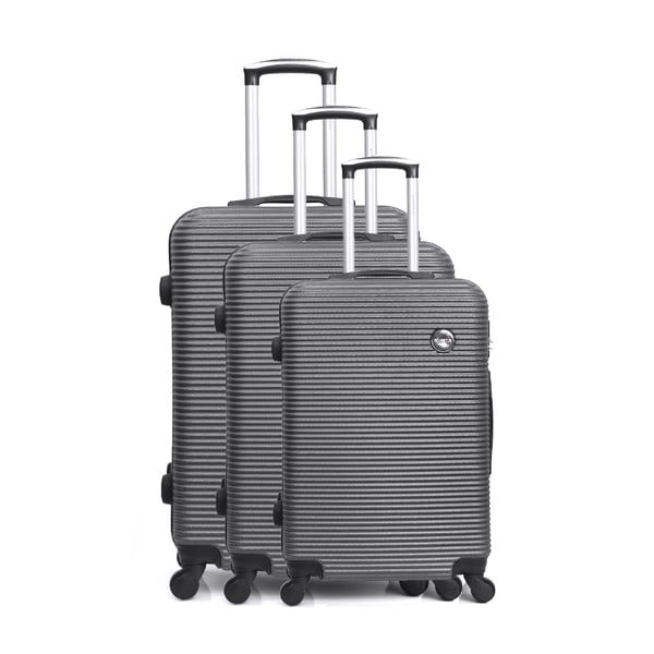 Sada 3 šedých cestovních kufrů na kolečkách Bluestar Vanity