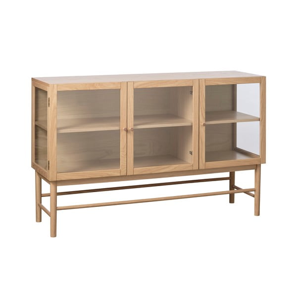 Vitrína z dubového dřeva v přírodní barvě 88x140 cm Elba – Unique Furniture-image-2