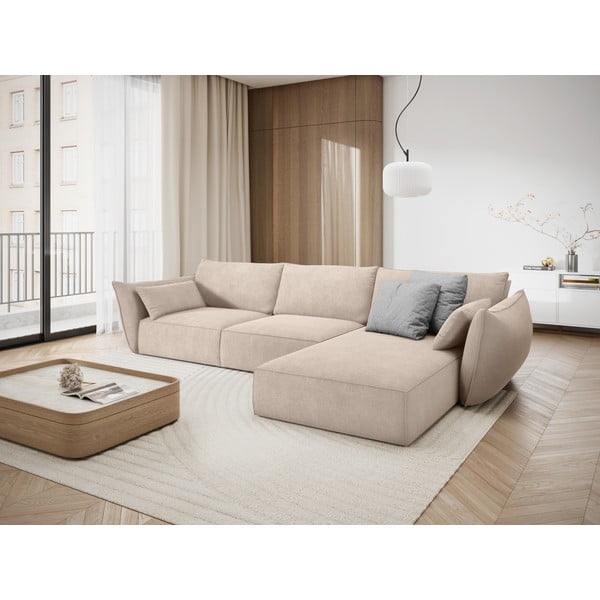 Béžová rohová pohovka (pravý roh) Vanda – Mazzini Sofas-image-1