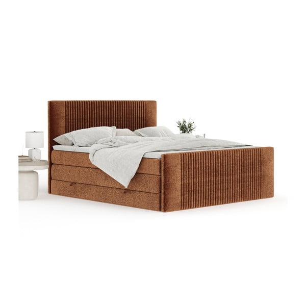 Oranžová boxspring postel s úložným prostorem 160x200 cm Bergamo – Maison de Rêve-image-3