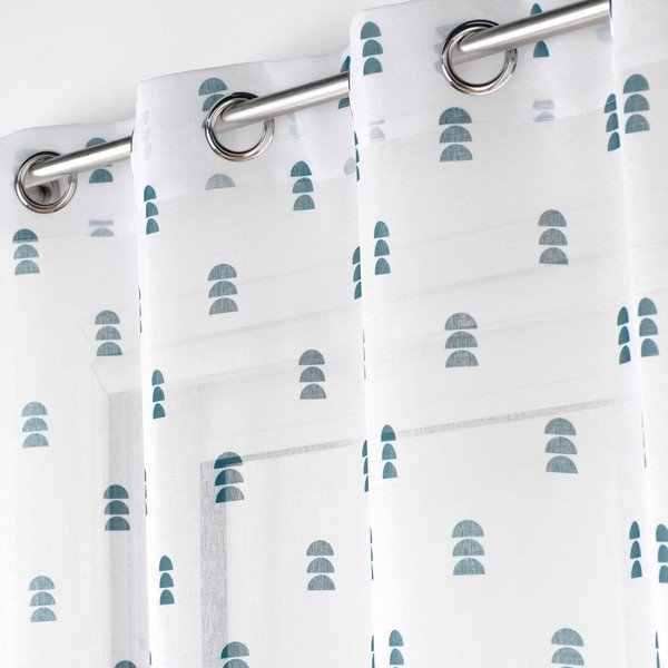 Bílo-modrá voálová záclona 140x240 cm Geokid – douceur d'intérieur-image-1