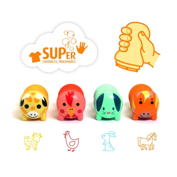 Dětská razítka v sadě 4 ks Zvířátka z farmy - Djeco-image-1