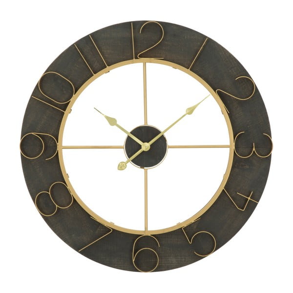 Černé nástěnné hodiny s detaily ve zlaté barvě Mauro Ferretti Norah, ⌀ 70 cm