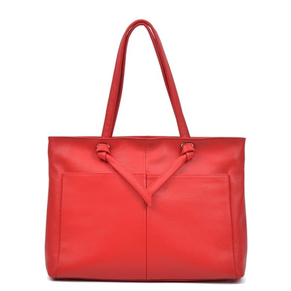 Červená kožená kabelka Anna Luchini Layo