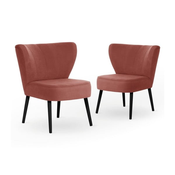 Sada 2 broskvově růžových jídelních židlí s černými nohami My Pop Design Hamilton