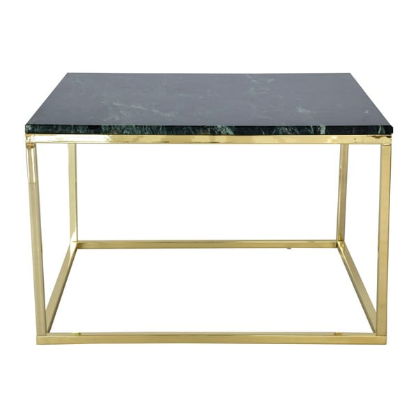 Zelený mramorový konferenční stolek s podnožím ve zlaté barvě RGE Accent, šířka 75 cm