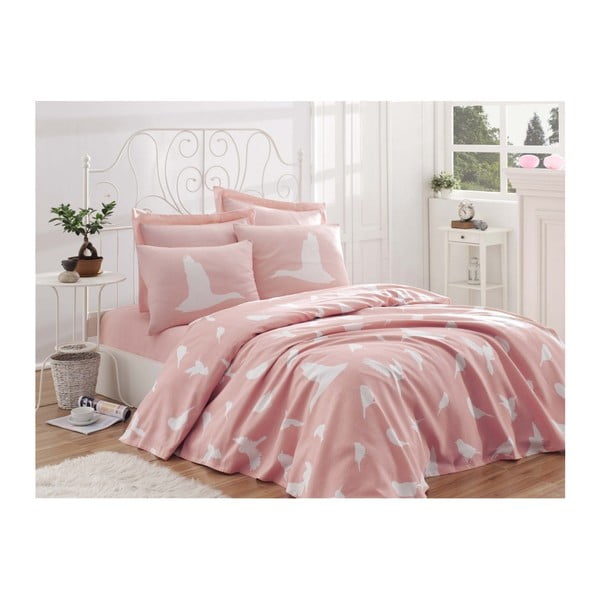 Bavlněný přehoz přes postel na dvoulůžko Single Pique Rosa, 200 x 235 cm
