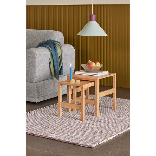 Odkládací stolky v dekoru dubu v sadě 2 ks 40x40 cm Puzzle – Hübsch-image-1