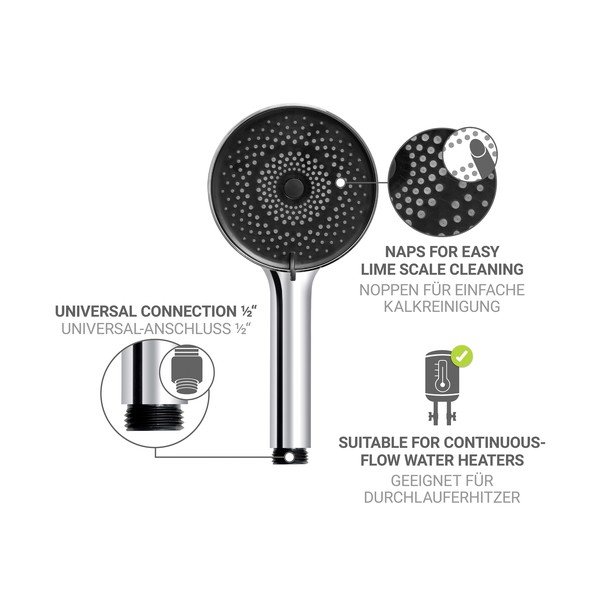 Sprchový set z nerezové oceli ve stříbrné barvě s ruční sprchou/s posuvným držákem 70 cm Softwater – Wenko-image-2