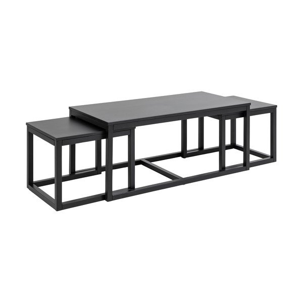 Černé konferenční stolky s deskou v dubovém dekoru v sadě 3 ks 60x120 cm Cornus – Actona