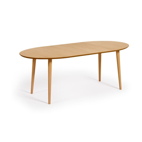 Rozkládací jídelní stůl v dekoru dubu v přírodní barvě 90x120 cm Oqui – Kave Home-image-3