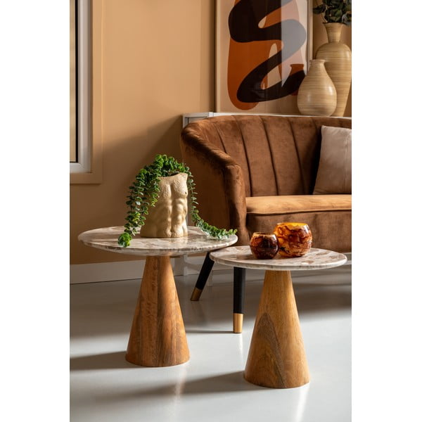 Kulatý odkládací stolek s deskou v dekoru mramoru ø 50 cm Force   – Leitmotiv-image-1