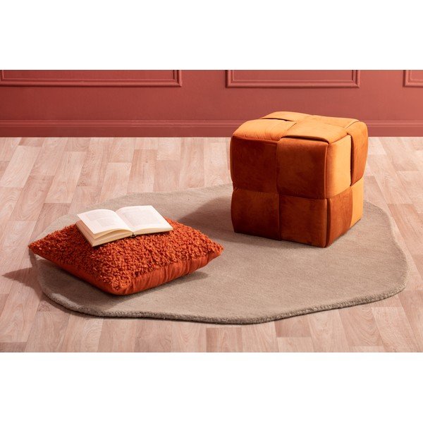 Oranžový sametový taburet Weaved – Leitmotiv-image-3
