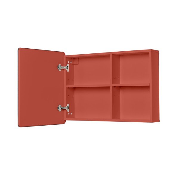 Červená závěsná koupelnová skříňka se zrcadlem 80x58 cm Color Bath – Tom Tailor-image-3