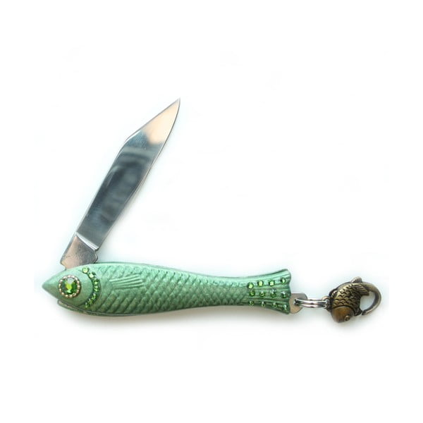 Český nožík rybička, zdobený zelený lak