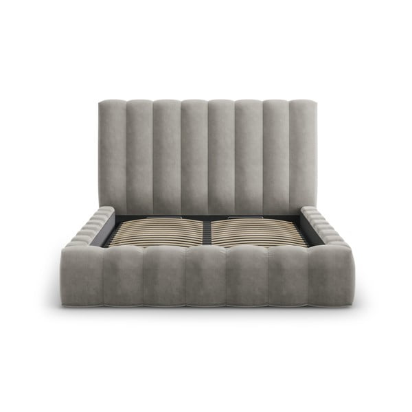Světle šedá čalouněná dvoulůžková postel s úložným prostorem s roštem 180x200 cm Kelp – Micadoni Home-image-2