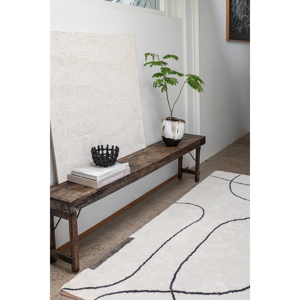 Slonovinový pratelný bavlněný koberec 140x200 cm Shadow – Mette Ditmer Denmark-image-1