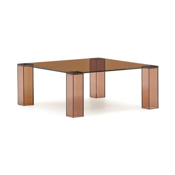 Hnědý skleněný konferenční stolek 85x85 cm Adularia – Kave Home